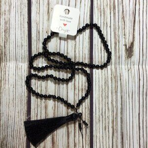 Onyx Gemstone Bead Handmade Beaded Mala Necklace
